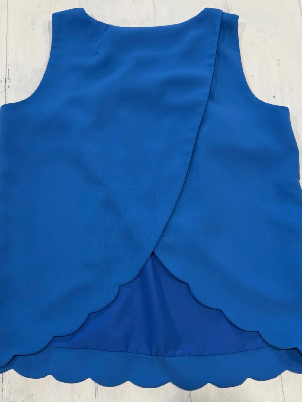 J. Crew Royal Blue Sleeveless Scalloped Hem Tank